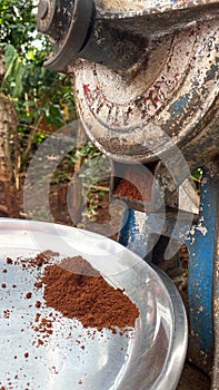 Ground Roasted Coffee Beans from Manual Grinder