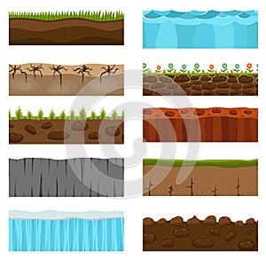 Ground slices vector set.