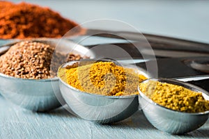 Ground spices in Measuring Spoons