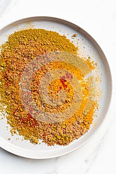 Ground spices on plate