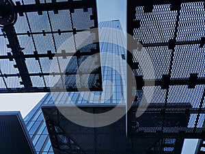 Ground view of skyscraper in Vienna city