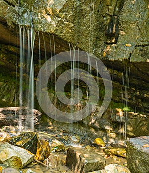 Ground Water Seeping Through a Large Rock Formation