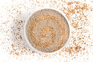 Ground Wheat into a bowl. Trigo para quibe. Kibbeh photo
