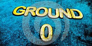 ground zero alphanumeric text written on blue rough paper abstract background