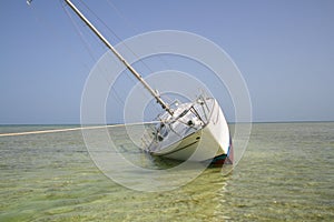 Grounded sailboat