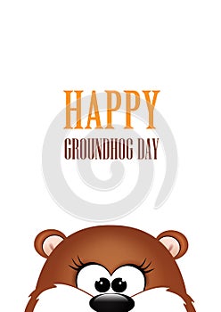 Groundhog day. Marmot on white background