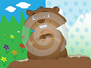 Groundhog Day Spring or Winter prediction illustration