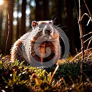 Groundhog, wild animal living in nature, part of ecosystem