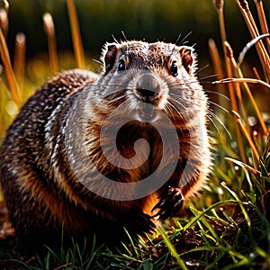 Groundhog, wild animal living in nature, part of ecosystem