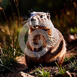 Groundhog, wild animal living in nature, part of ecosystem