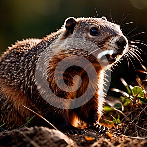 Groundhog, wild animal living in nature, part of ecosystem