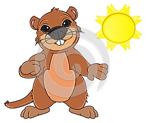 Groundhog and yellow object