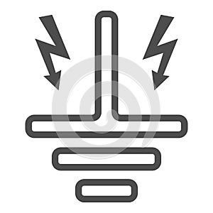 Grounding line icon, Safety engineering concept, Electric earthing sign on white background, Electrical grounding icon