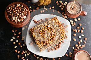 Groundnut Kappalandi Mittayi, Peanut Chikki. Indian snack photo