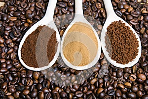 grounds, instant, powder, coffee beans