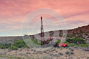 Groundwater hole drilling machine in Arizona.