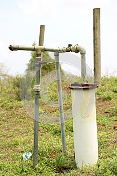 Groundwater well with pvc pipe and system electric deep well