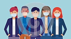 Grouop of people wearing medical mask