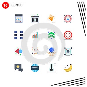 Group of 16 Flat Colors Signs and Symbols for wireframe, ui, kite, layout, target