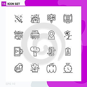 Group of 16 Modern Outlines Set for kindergarten, education, egg, study, learning