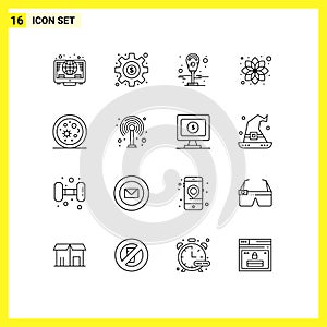 Group of 16 Modern Outlines Set for science, life, meter, biology, cosmetic