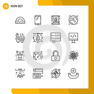 Group of 16 Outlines Signs and Symbols for pollution, co, huawei, winter, invitation