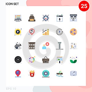 Group of 25 Flat Colors Signs and Symbols for app, podcast, experiment, page, internet