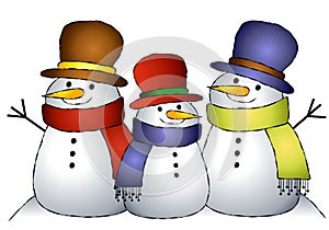 Group of 3 Snowmen photo