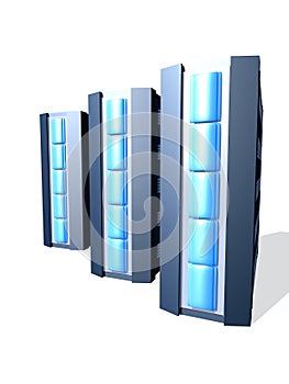 Group of 3d blue servers