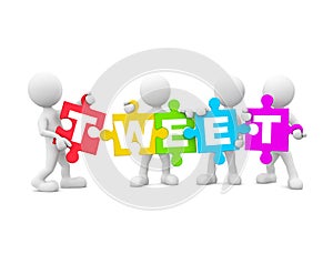 Group of 3D Men Holding TWEET