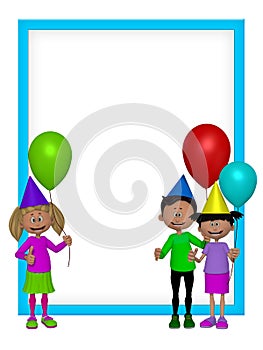 Group of 3d party kids, frame