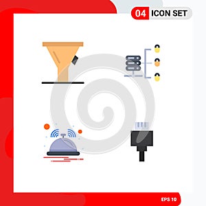 Group of 4 Modern Flat Icons Set for liter, service, secure server, bell, devices