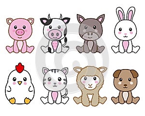 Group of 8 kawaii animals