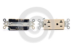 Group of AC power plug socket on white background