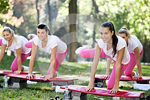 Group of aerobic women photo