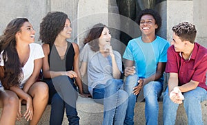 Group of african american and latin and caucasian people in disc