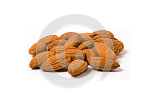 Group of Almonds on white background