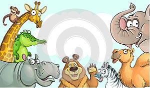 Group of animals with cloud for text