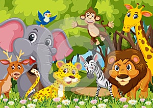 Group of animals in jungle