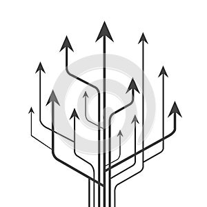 Group arrows directed upwards - vector photo