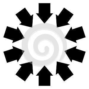 Group of arrows following a circle pointing inwards