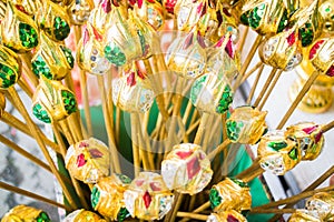 Group of artificial colorful lotus buds