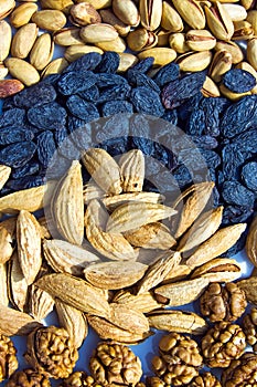 Group of asian dry fruits and nuts