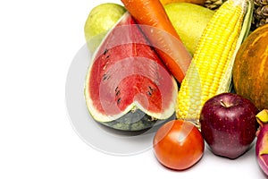 Group of Asian or Tropical fruit isolate on white background,