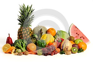 Group of asorted fruits and vegetables