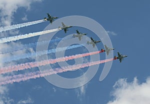 A group of assault plane Sukhoi Su-25 Grach (NATO reporting name: Frogfoot)