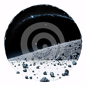group of asteroids are isolated on a white background.