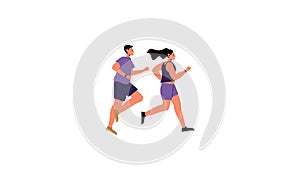 A group of athletes running. Marathon, competition, cross-country, sportsmen, athletes, runners moving in row vector illustration.