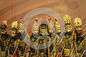 A group of authentic Indonesian shadow puppet, Wayang
