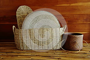 Group of bamboo baskets